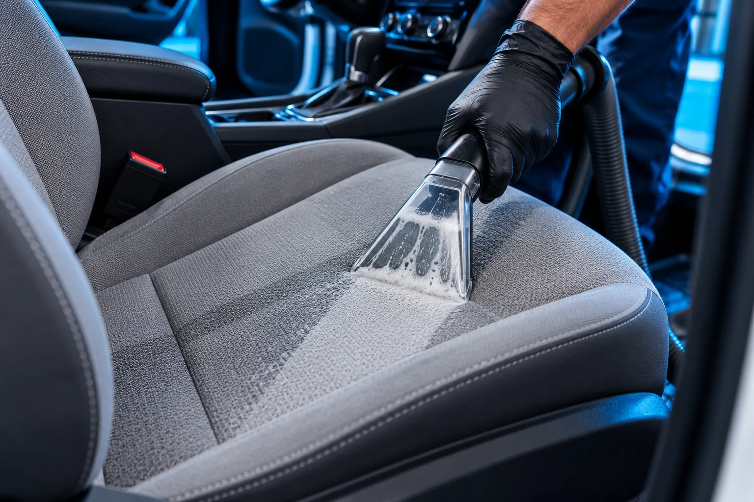 Limpieza profesional de una vestidura de automóvil